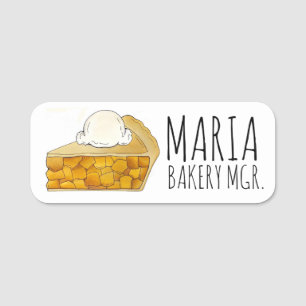 American Apple Pie Slice a la Mode Ice Cream Food Name Tag