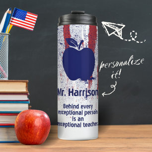 American Apple Stamp Custom Name Quote Teacher Thermal Tumbler