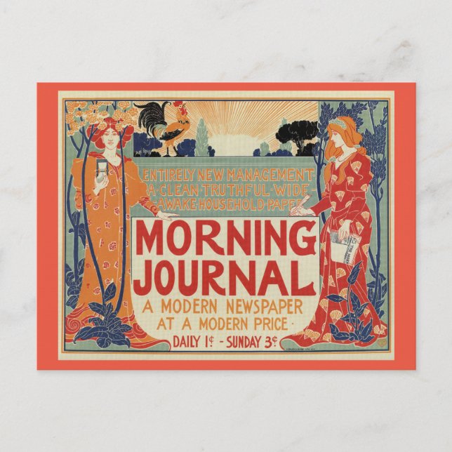 American art nouveau newspaper advertising postcard (Front)