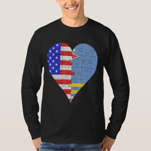 American Aruban Flag Heart  T_Shirt