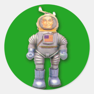 American Astronaut Toy Robot Stickers (sheet of 6)