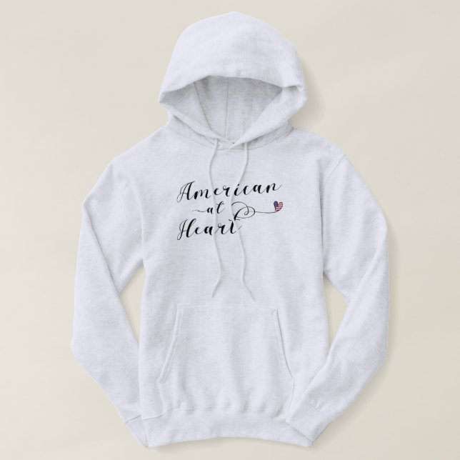 American At Heart, America, USA Hoodie (Design Front)