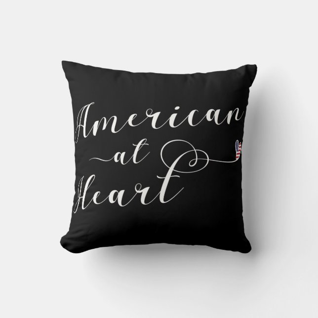 American At Heart Throw Cushion, USA Pillow (Front)