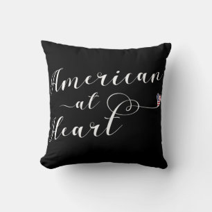 American At Heart Throw Cushion, USA Throw Pillow