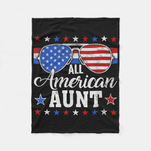 American Aunt Matching Family 4th Of July Usa Patr Fleece Blanket