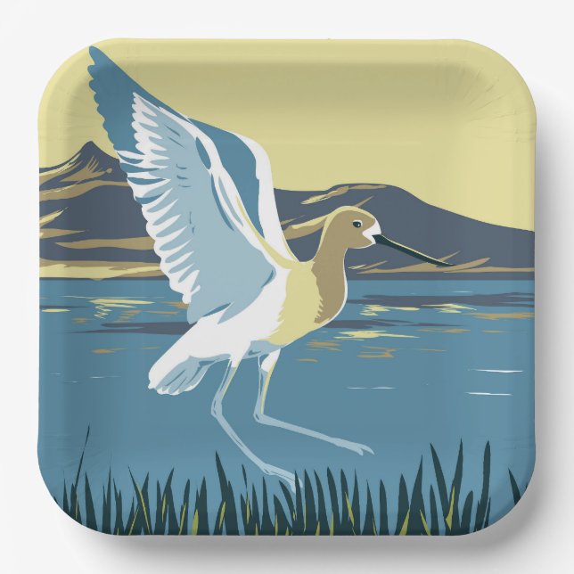 American Avocet Paper Plates (Front)