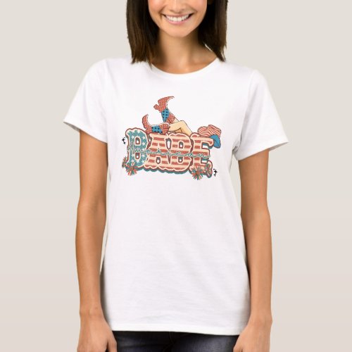 AMERICAN BABE Patriotic Cowgirl Red White Blue T_Shirt