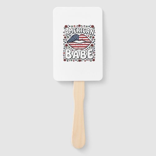 American Babe Patriotic Vintage Engraving Design_1 Hand Fan
