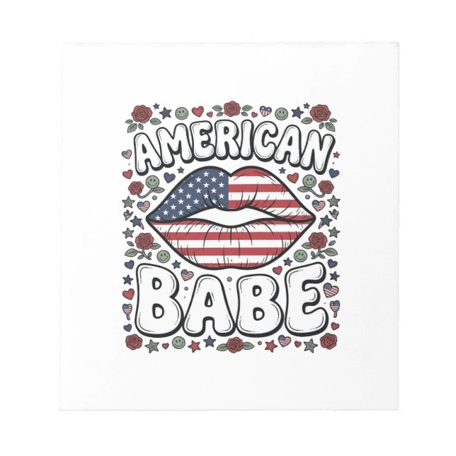 American Babe Patriotic Vintage Engraving Design_1 Notepad (Front)