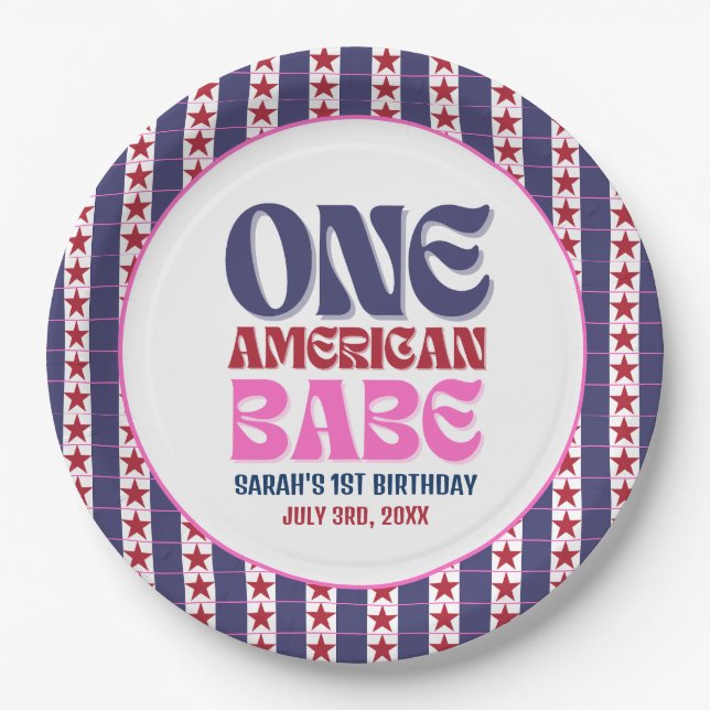 American Baby Patriotic Birthday Party  Paper Plates (Front)