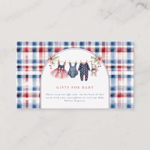 American Baby Patriotic Clothesline Baby Shower  Enclosure Card