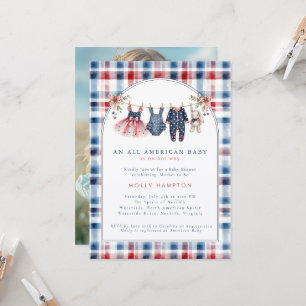 American Baby Patriotic Clothesline Baby Shower Invitation