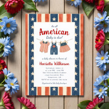 American Baby Shower Red White Blue Stripes Stars