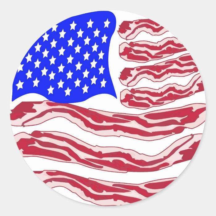 American Bacon Flag Round Sticker