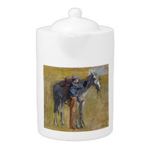 American Badlands of Old West Cowboy & Horse Teapot