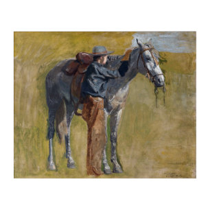 American Badlands: Old West Cowboy with Horse Acrylic Print