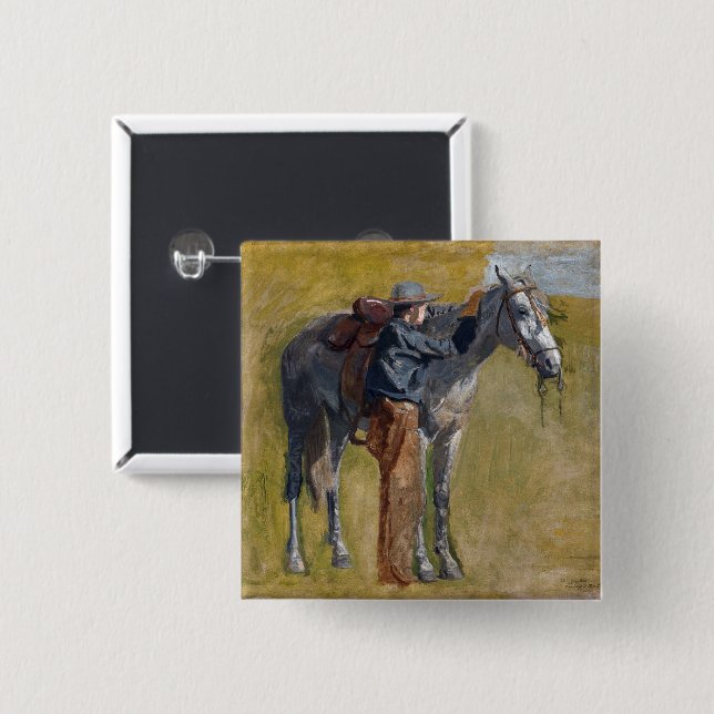 American Badlands: Old West Cowboy with Horse Button (Front & Back)