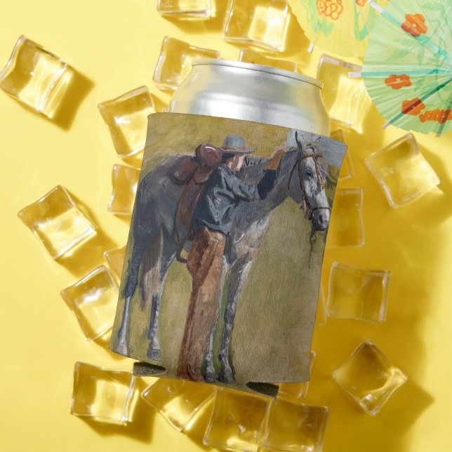 American Badlands: Old West Cowboy with Horse Can Cooler (In Situ Summer)
