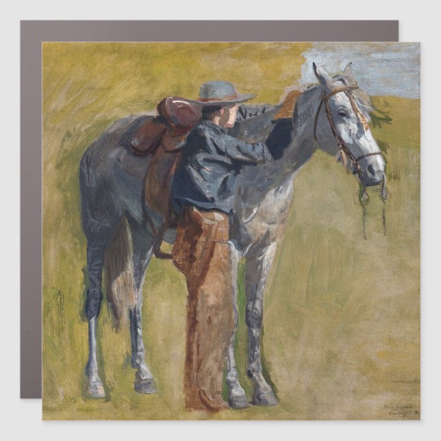 American Badlands: Old West Cowboy with Horse Car Magnet (Front)
