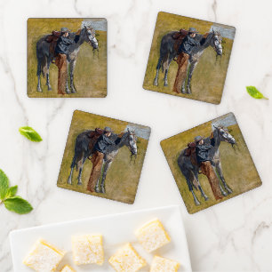 American Badlands: Old West Cowboy with Horse Coaster Set