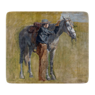 American Badlands: Old West Cowboy with Horse Cutting Board