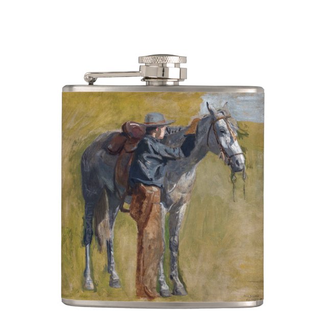 American Badlands: Old West Cowboy with Horse Flask (Front)