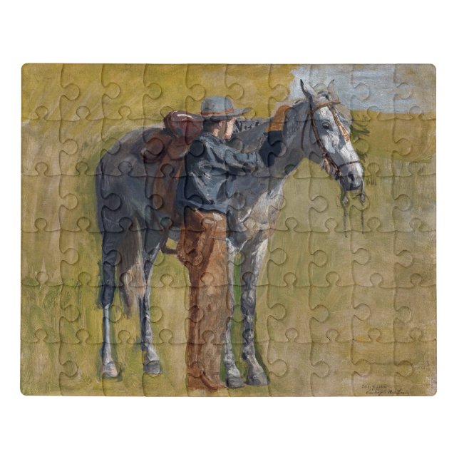 American Badlands: Old West Cowboy with Horse Jigsaw Puzzle (Puzzle Horizontal)