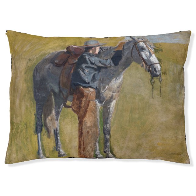 American Badlands: Old West Cowboy with Horse Pet Bed (Front)