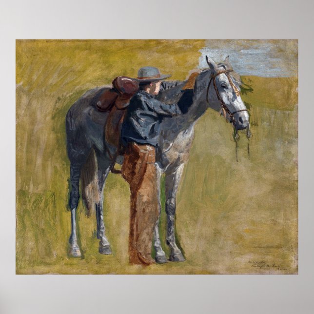 American Badlands: Old West Cowboy with Horse Poster (Front)