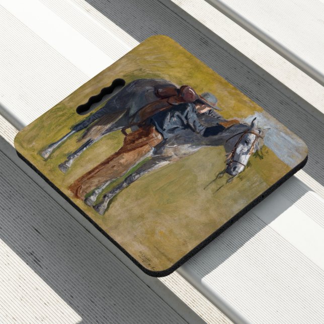 American Badlands: Old West Cowboy with Horse Seat Cushion (In Situ)