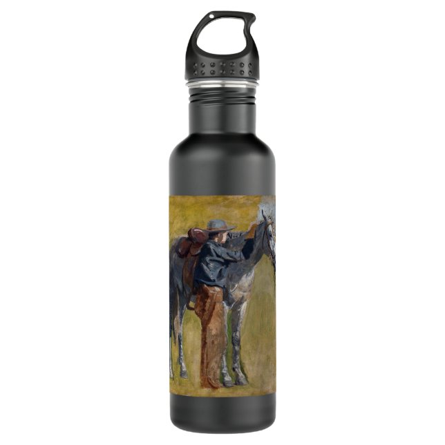 American Badlands: Old West Cowboy with Horse Stainless Steel Water Bottle (Front)