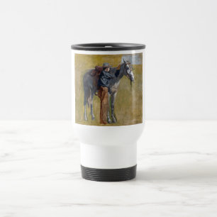American Badlands: Old West Cowboy with Horse Travel Mug