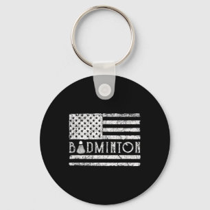 American Badminton Usa Flag Shuttles Funny Patriot Keychain