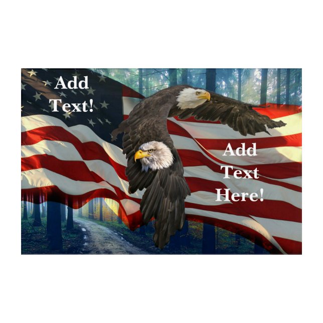American Bald Eagle American Flag  Acrylic Print (Front)