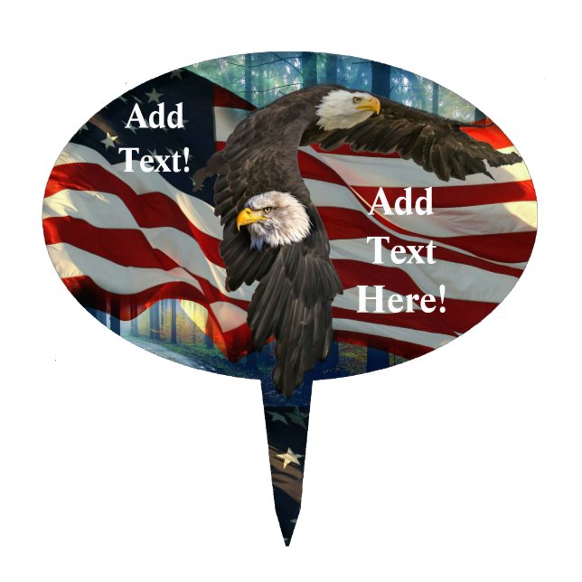 American Bald Eagle American Flag Cake Topper (Front)