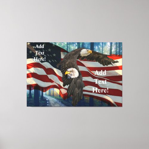 American Bald Eagle American Flag Canvas Print