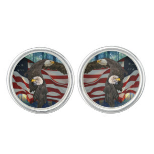 American Bald Eagle American Flag Cufflinks