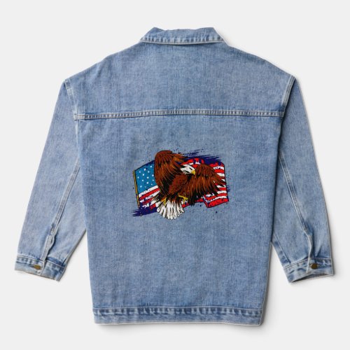 American Bald Eagle American Flag  Denim Jacket