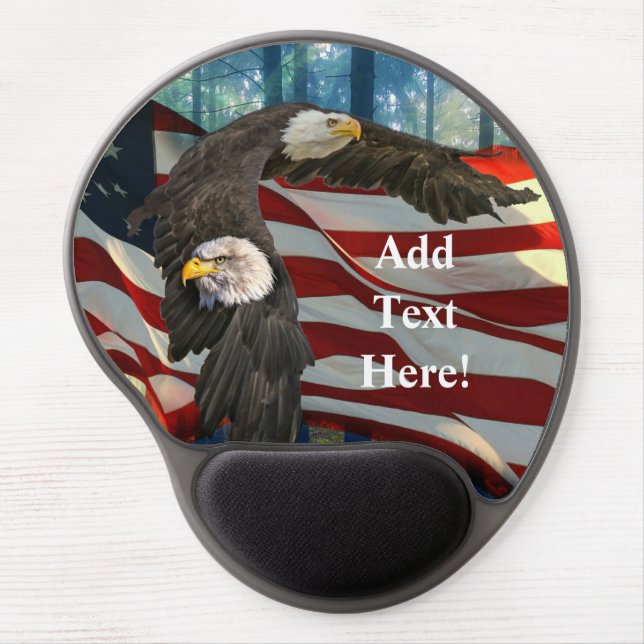 American Bald Eagle American Flag Gel Mouse Pad (Front)