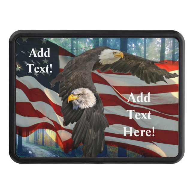 American Bald Eagle American Flag Hitch Cover (Front)