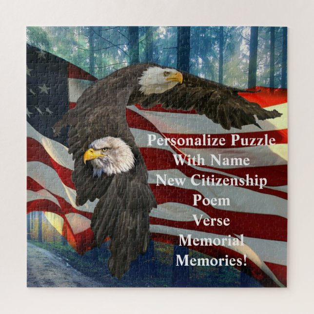 American Bald Eagle American Flag Jigsaw Puzzle (Vertical)