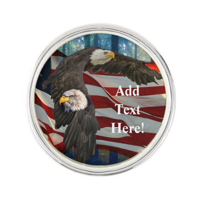 American Bald Eagle American Flag Lapel Pin (Front)