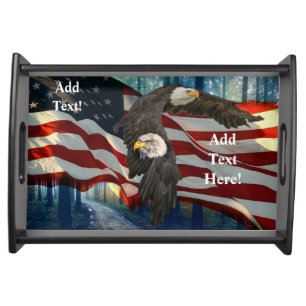 American Bald Eagle American Flag  Serving Tray