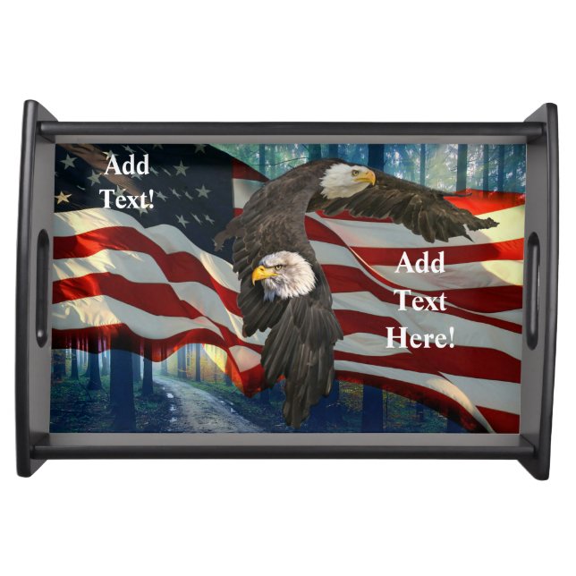 American Bald Eagle American Flag  Serving Tray (Front)