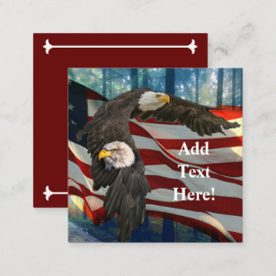 American Bald Eagle American Flag Square Business Card