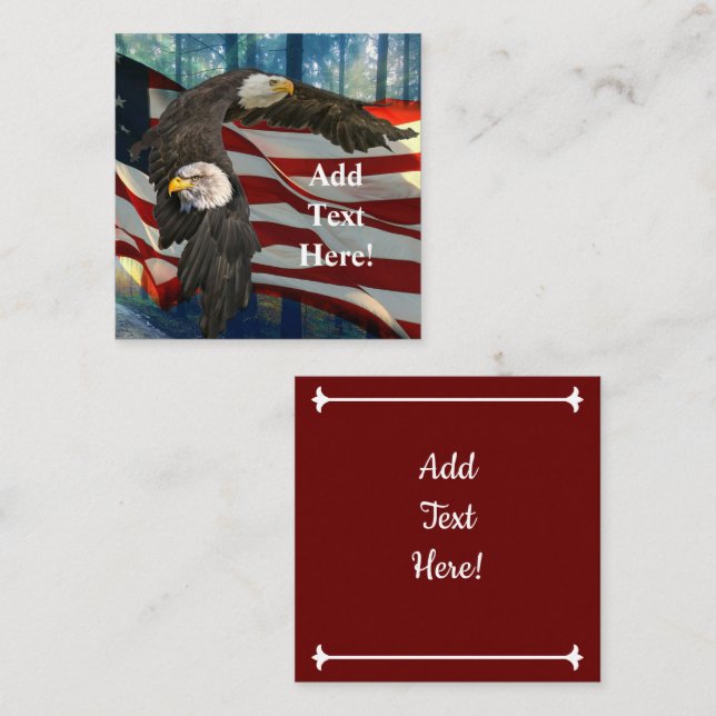 American Bald Eagle American Flag Square Business Card (Front/Back)