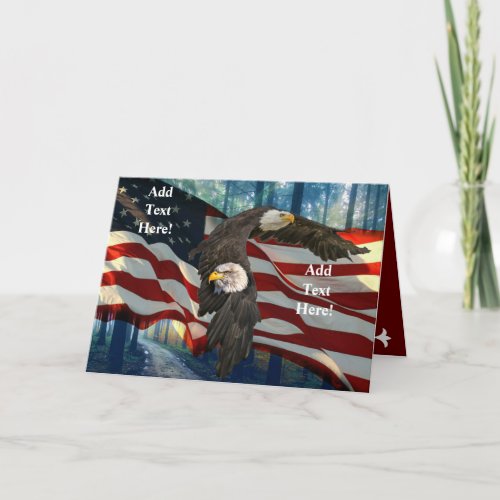 American Bald Eagle American Flag Sympathy Card