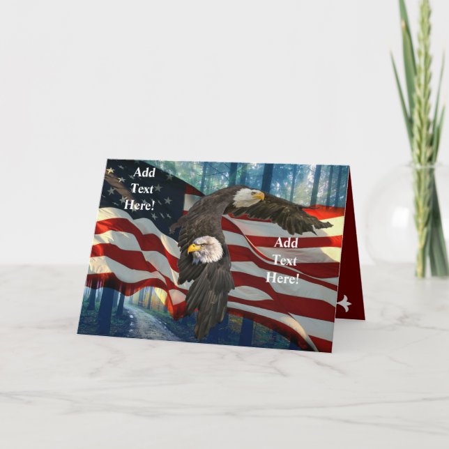 American Bald Eagle American Flag Sympathy Card (Front)