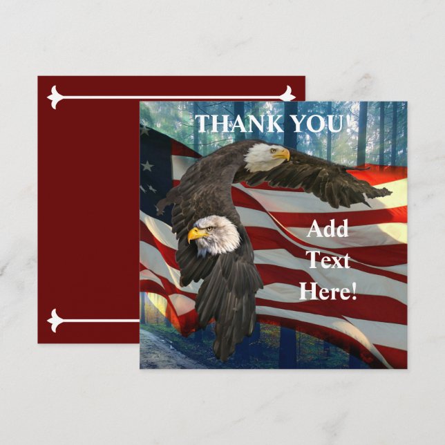 American Bald Eagle American Flag Thank You Card (Front/Back)