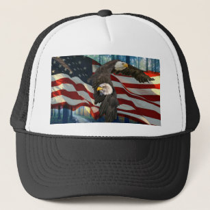 American Bald Eagle American Flag Trucker Hat